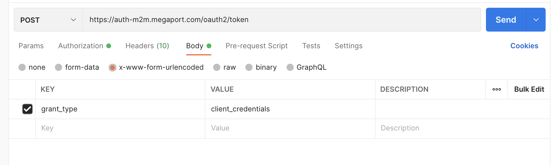 Access Token Endpoint Body Parameters