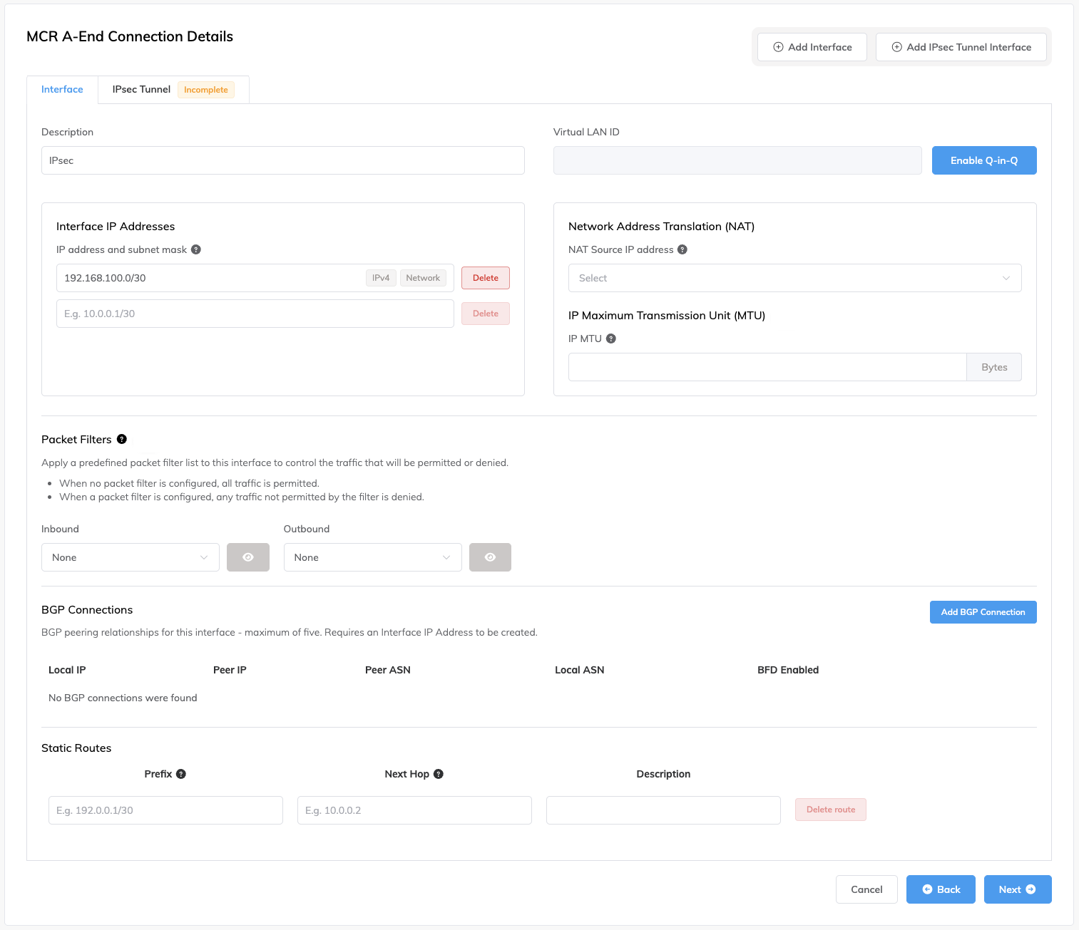 Add interface IP address