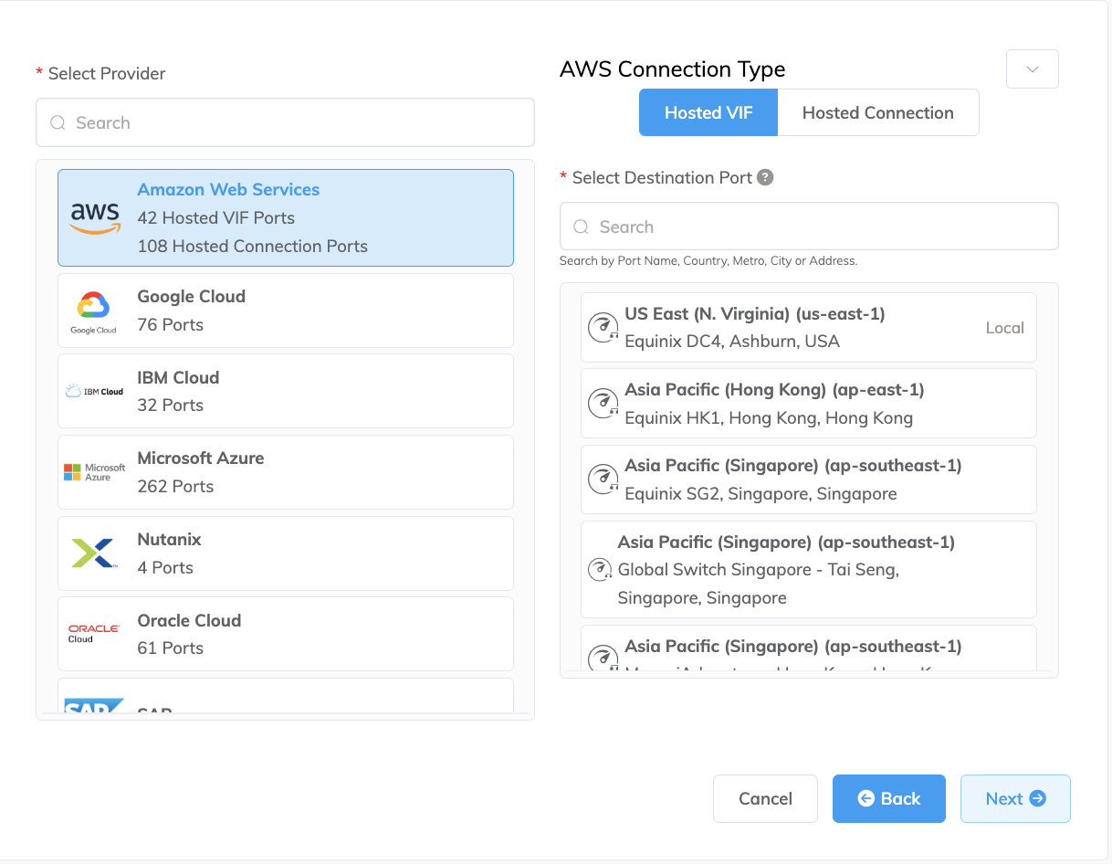 Add Hosted VIF connection
