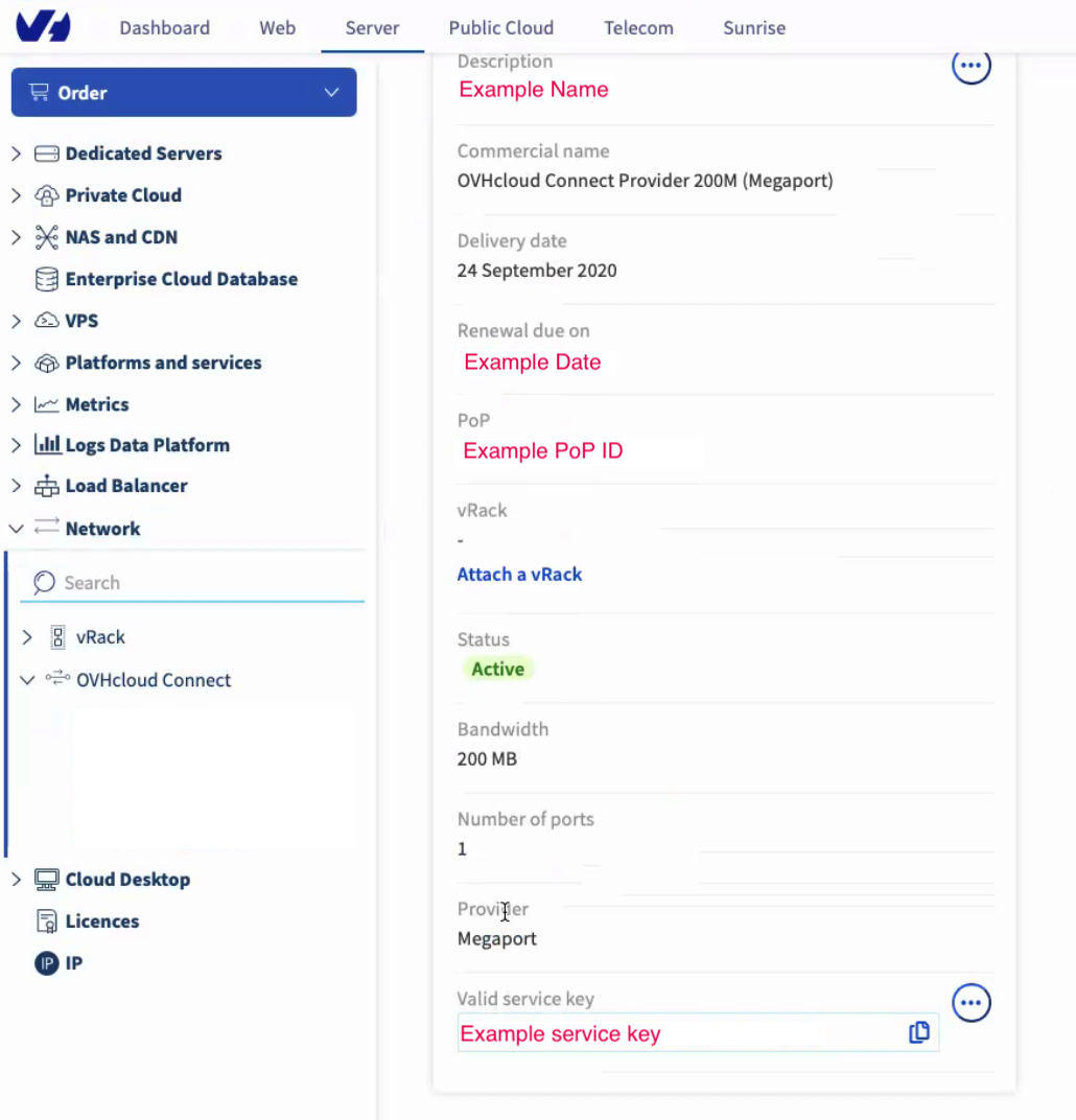 OVHcloud Connect details