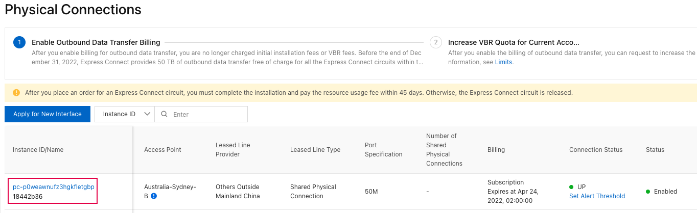 Select Physical Connection