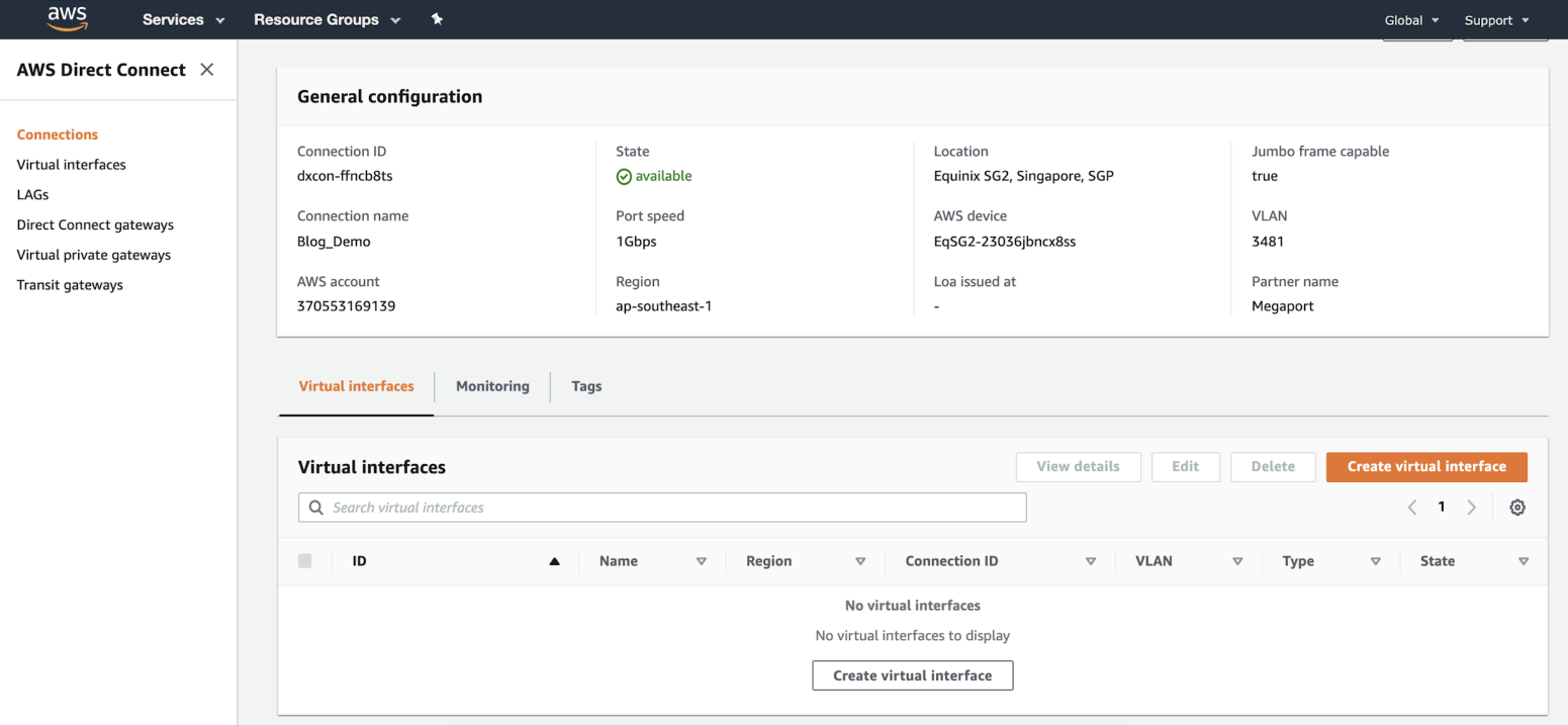 AWS connection state
