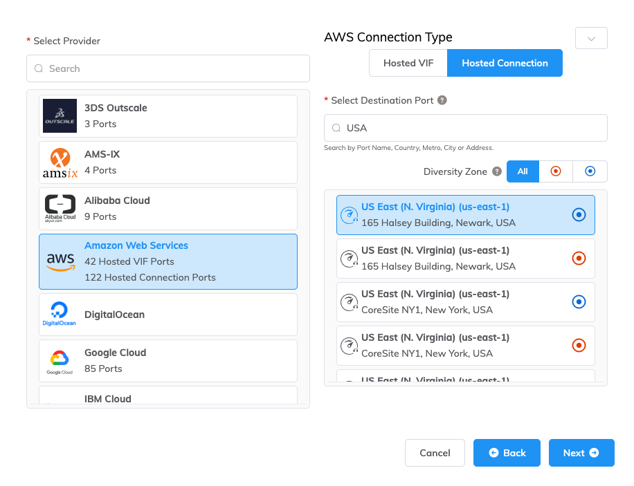 Add AWS Hosted Connection