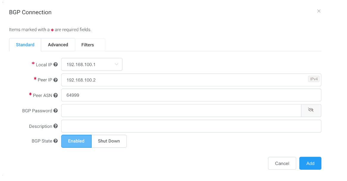 BGP Connection Details