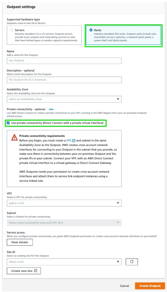Create Outpost Details