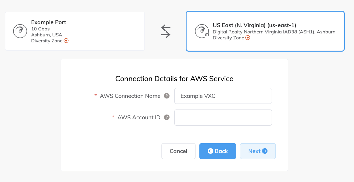 AWS connection details