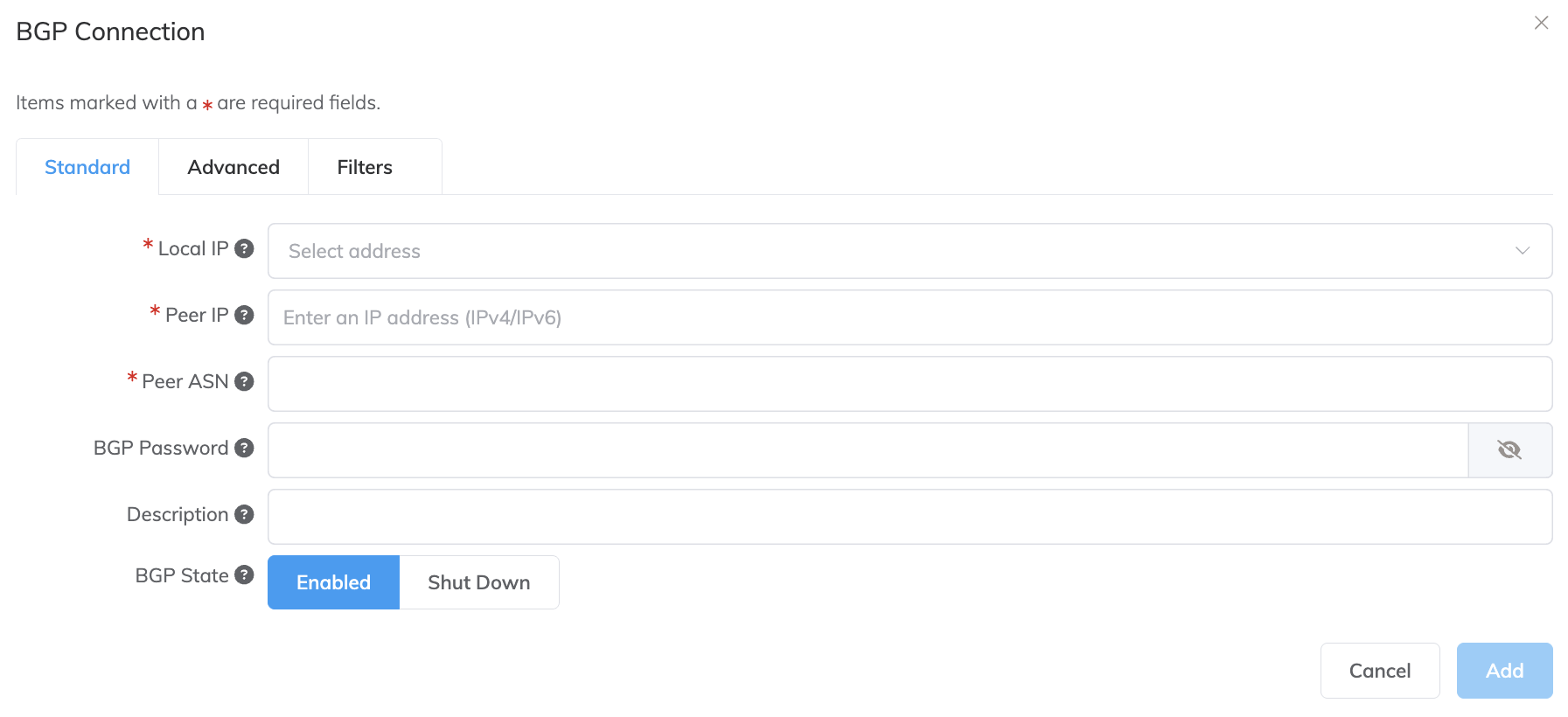 BGP Connection Details