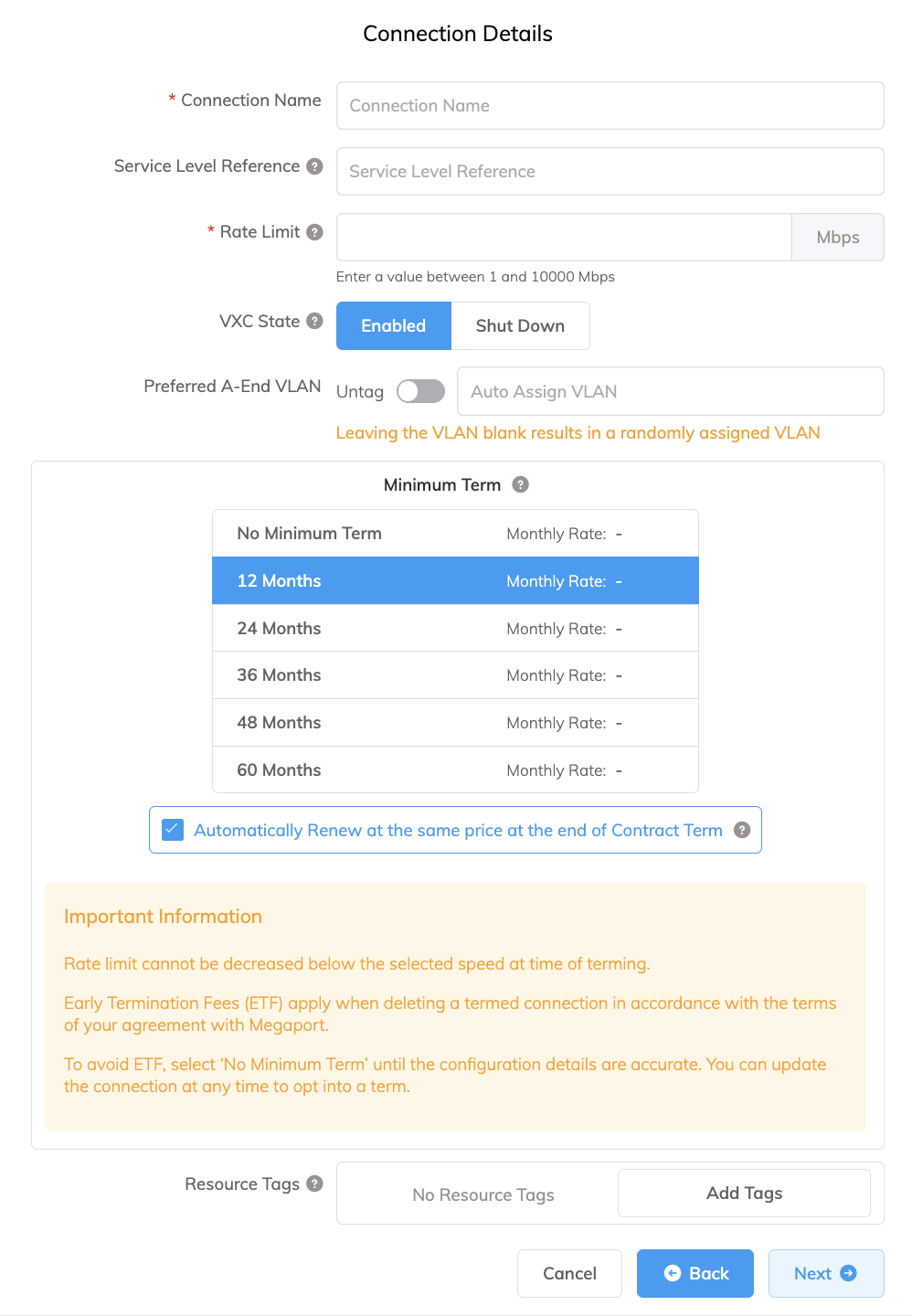 MCR to AWS Connection Details