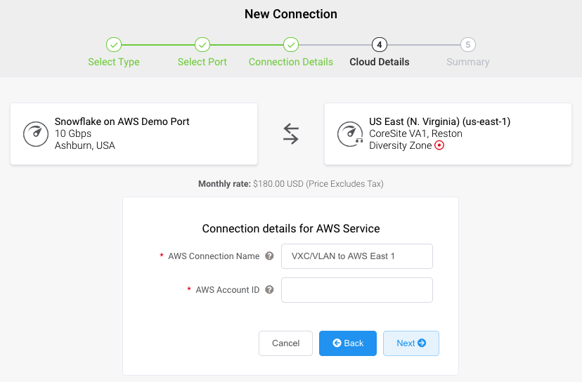 AWS connection details