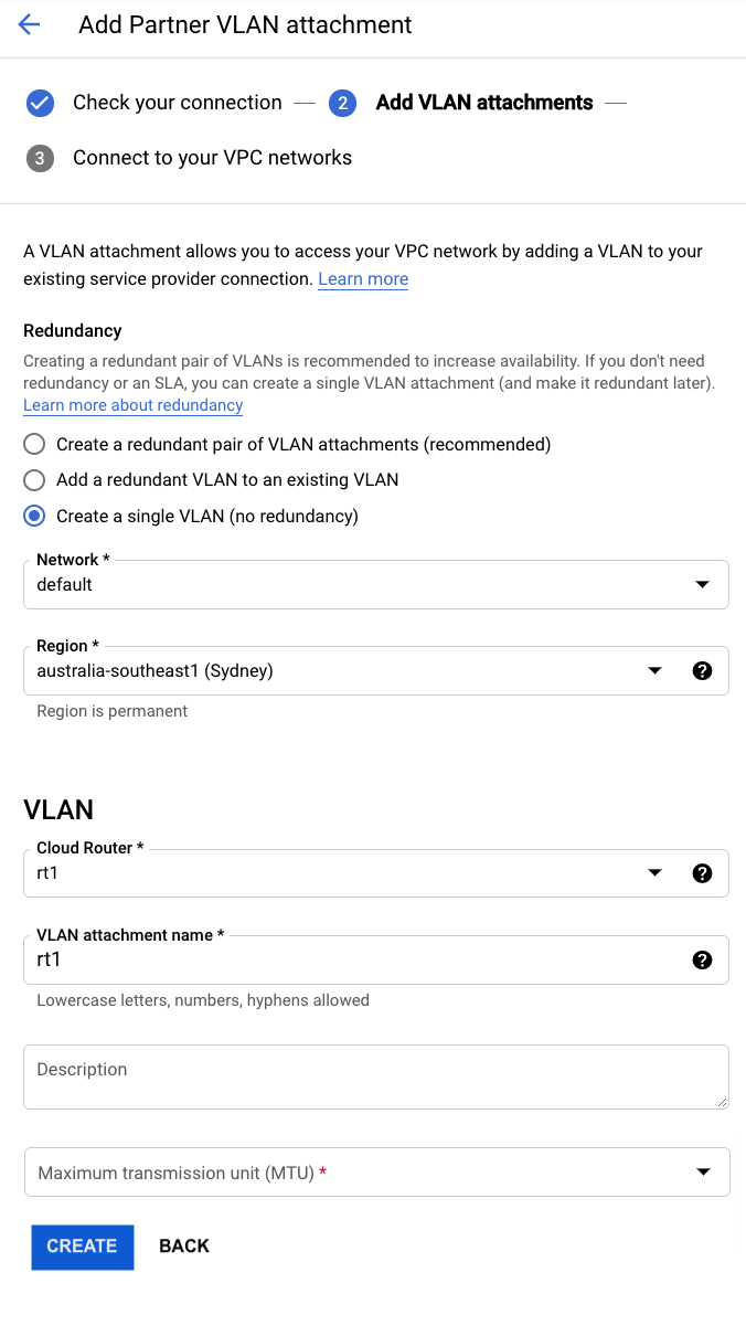 VLAN attachment