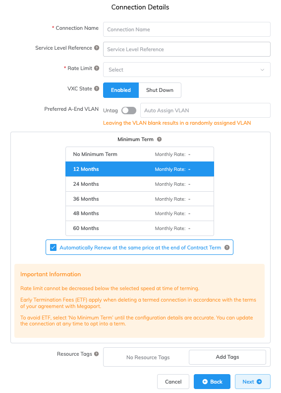 Hyperforce VXC connection details