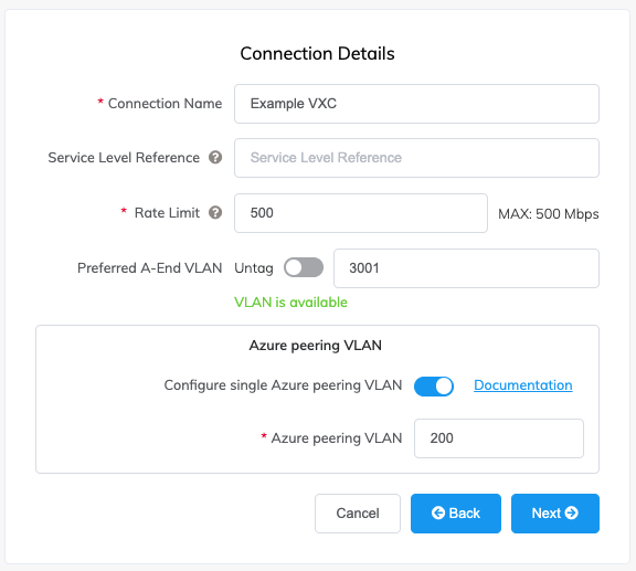 Azure peering VLAN