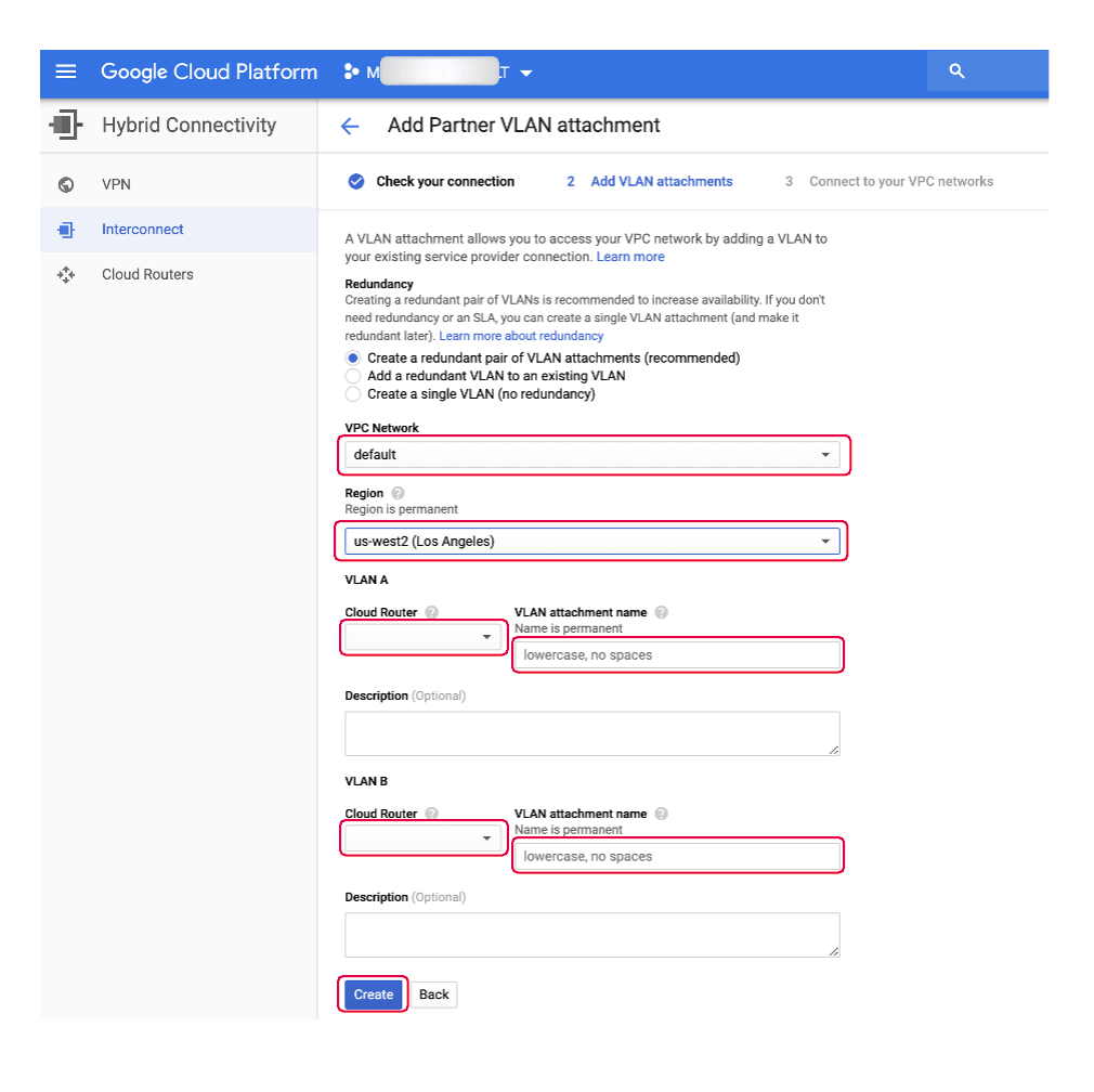 Add Partner VLAN Attachment