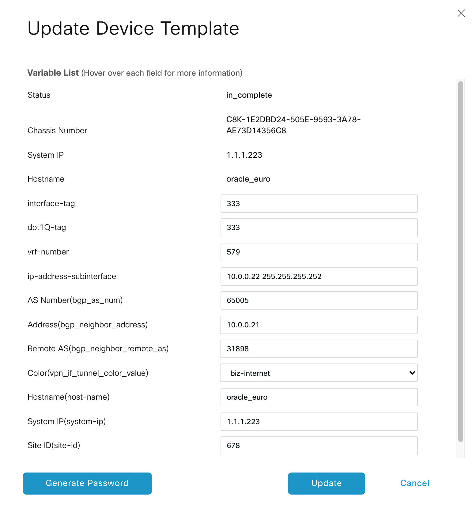 Device template