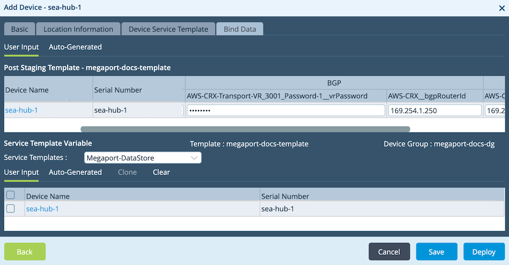 Versa device settings
