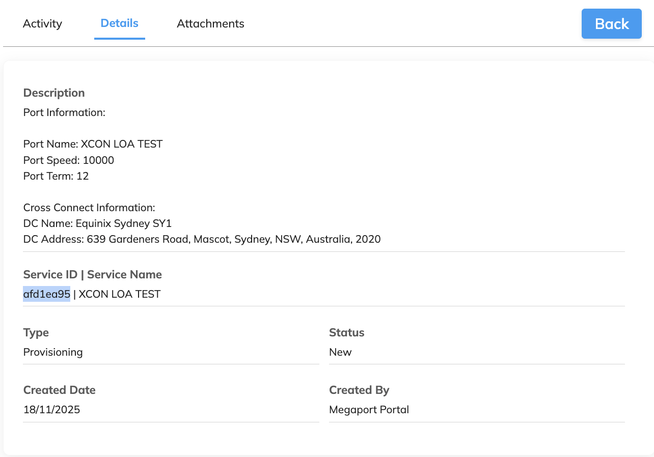 Support Requests Portal details tab