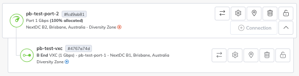 VXC Connection Enabled in the Services Page