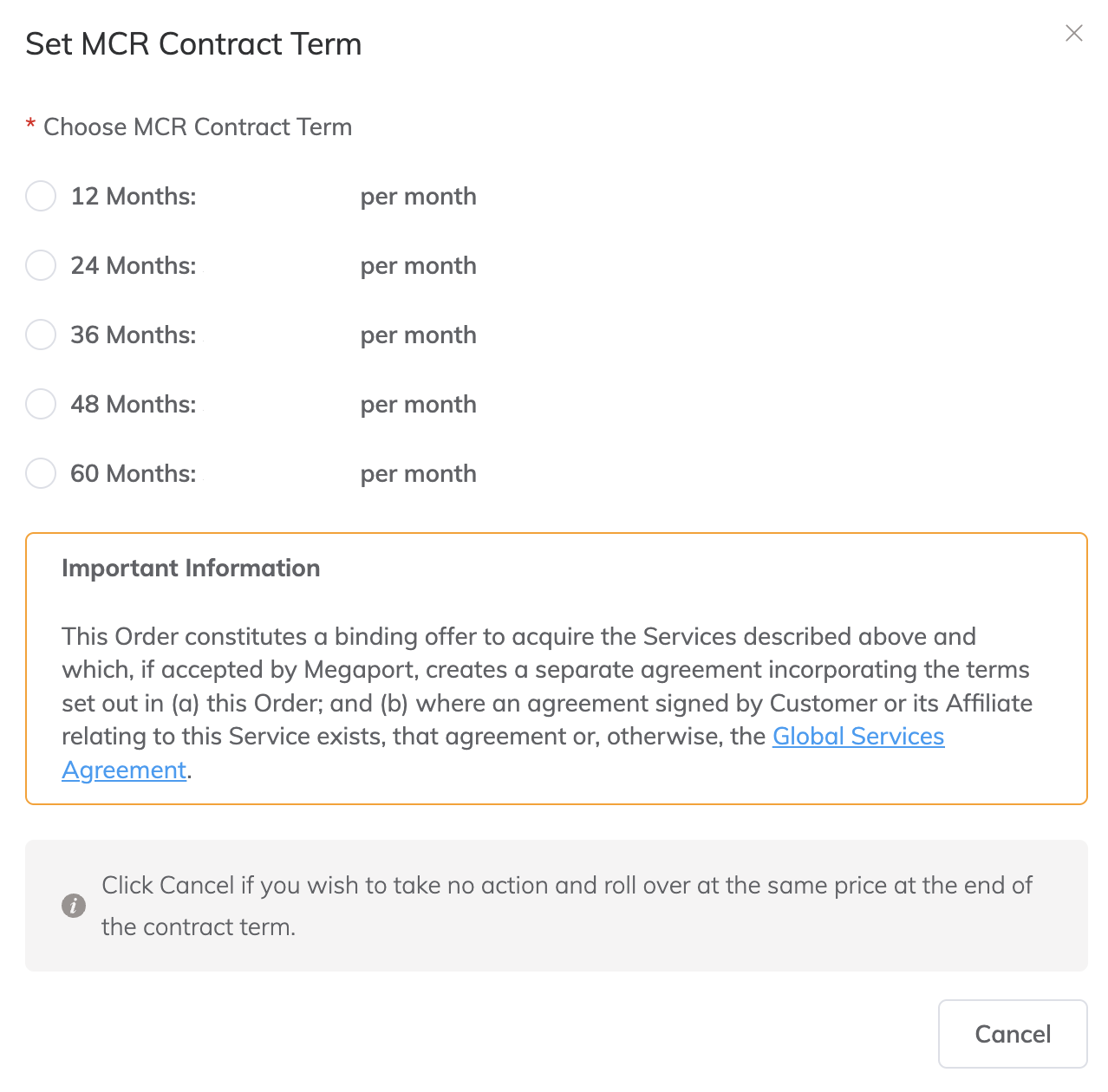 Set MCR Contract Term
