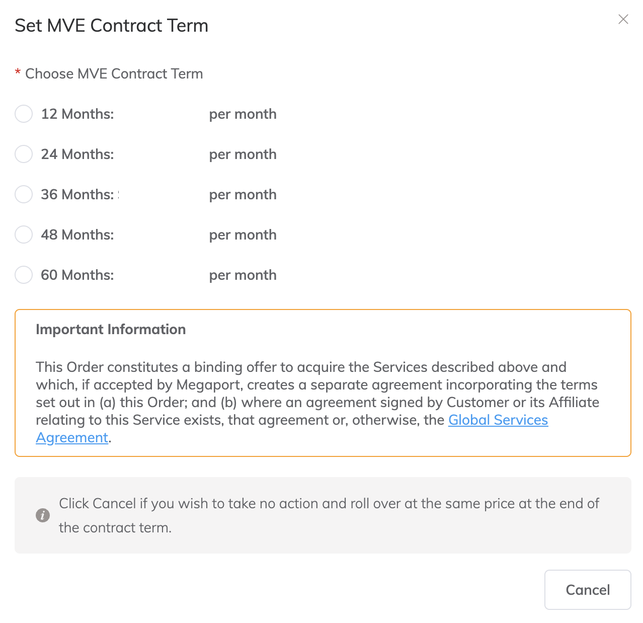Set MVE Contract Term
