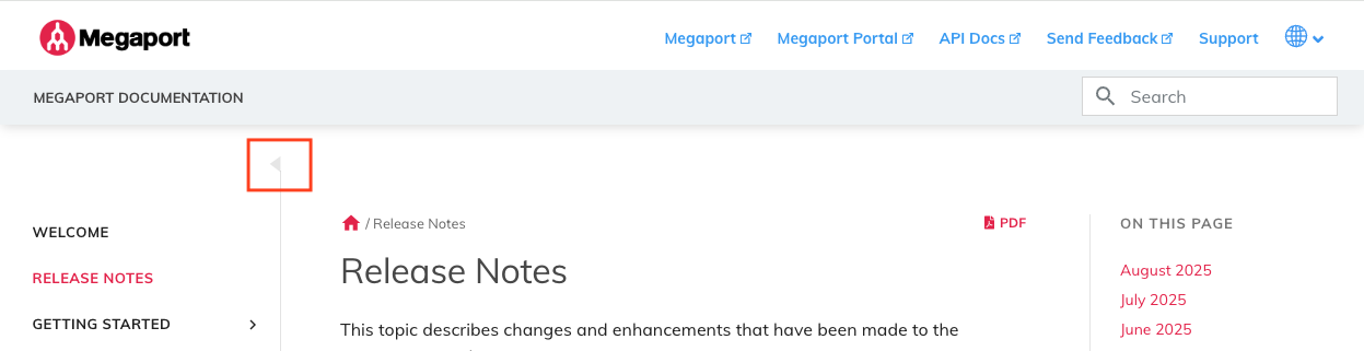 Image showing the new show/hide navigation feature in the docs