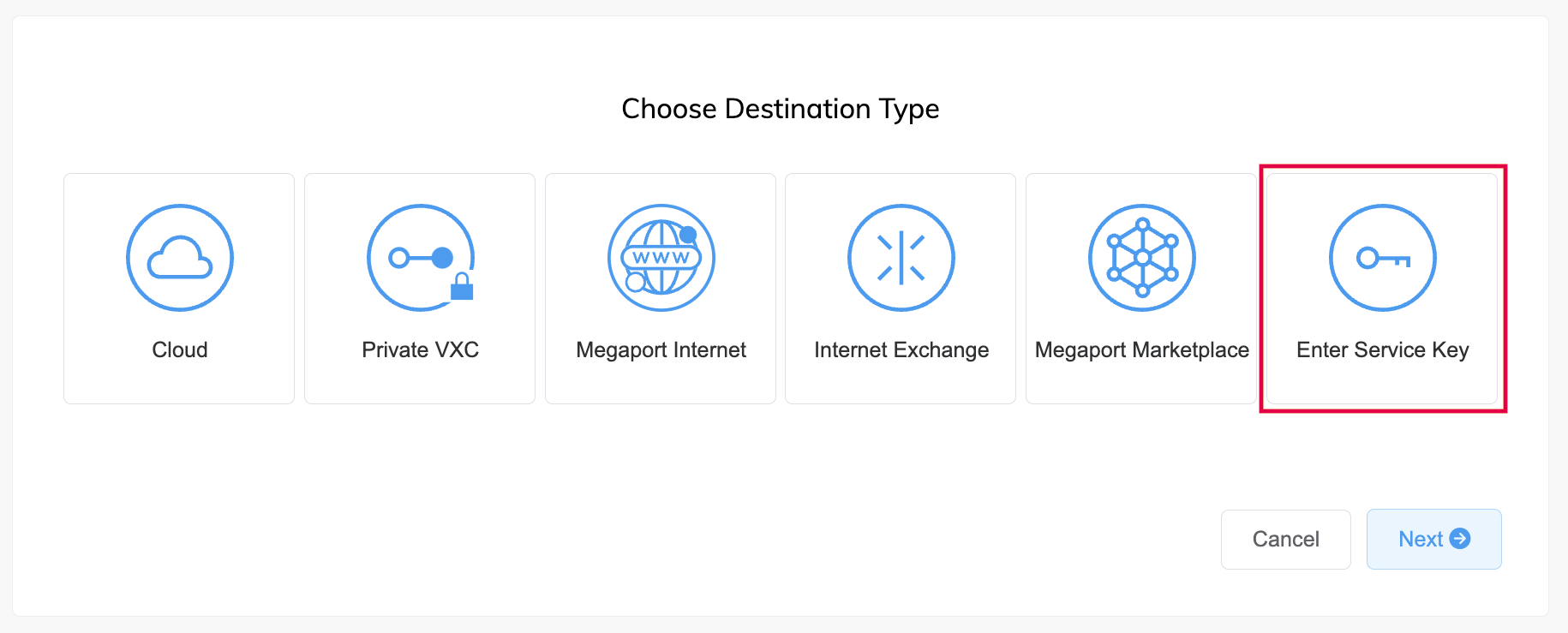 Add Service Key Connection