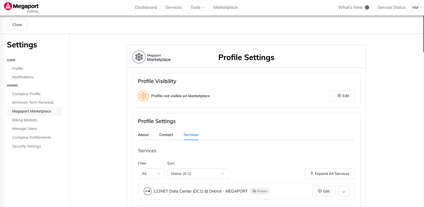 Megaport Marketplace Profile