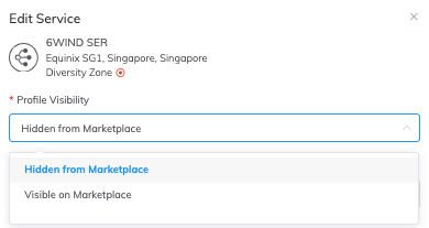 Changing the visibility of a service on the Megaport Marketplace 
