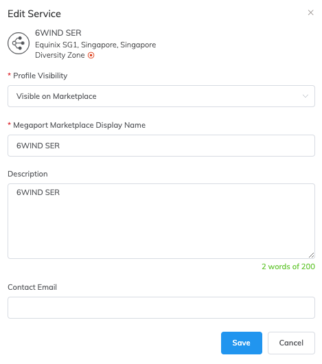 Adding a Port to your Megaport Marketplace profile