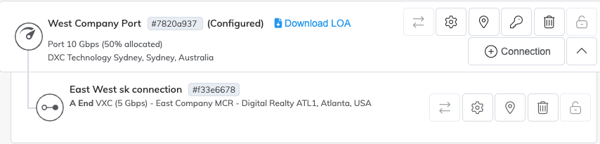 This image shows the service key VXC that both companies will see in the Megaport Portal