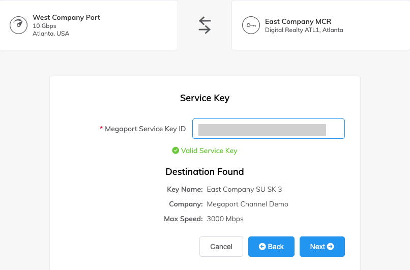 Service key validation
