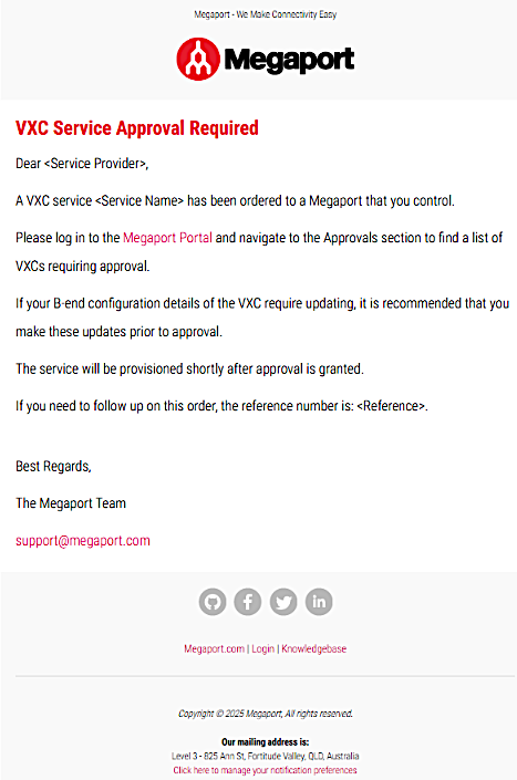 Notification to Service Provider