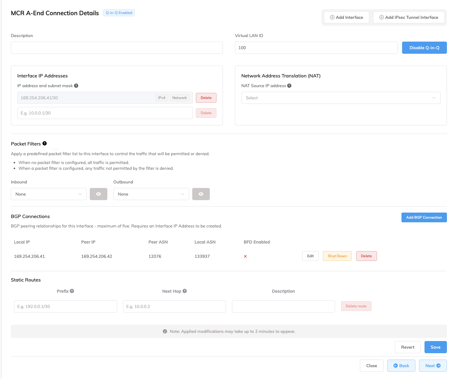 MCR A-End configuration