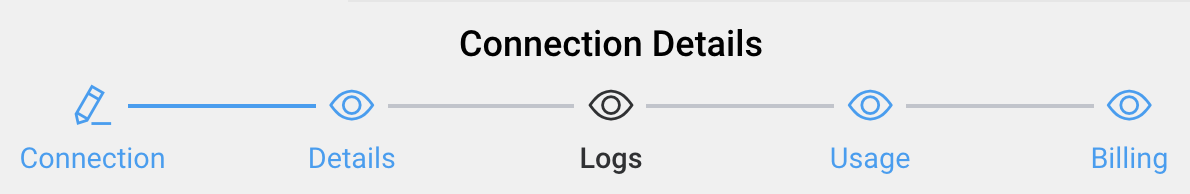 Logs icon for viewing the connection logs