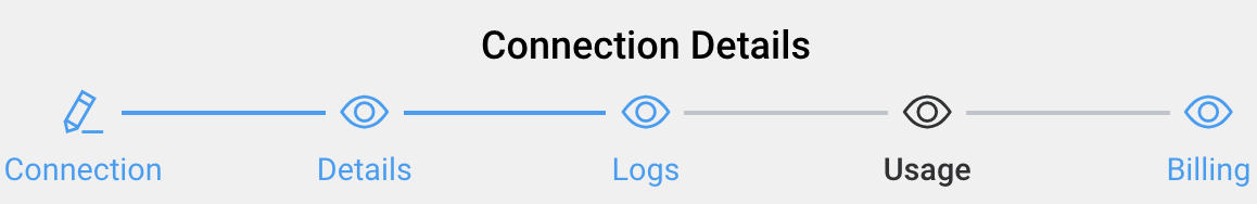 Usage icon for viewing connection traffic