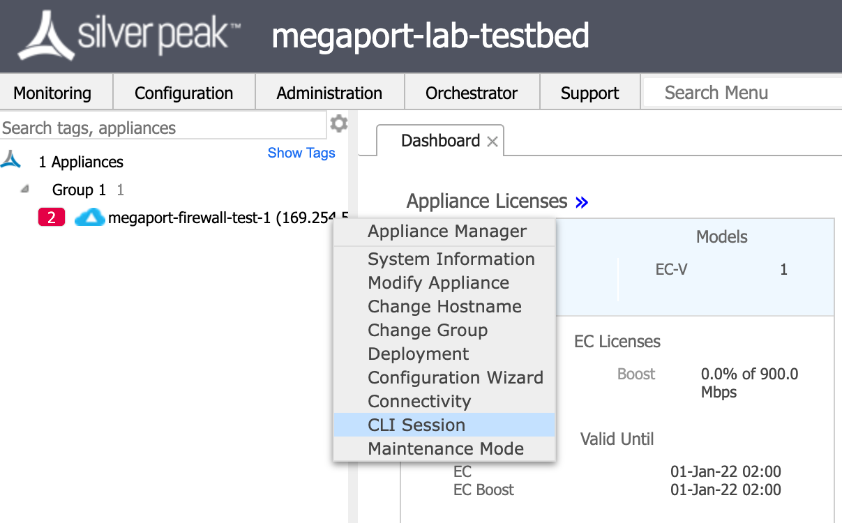 BGP peer state for Aruba