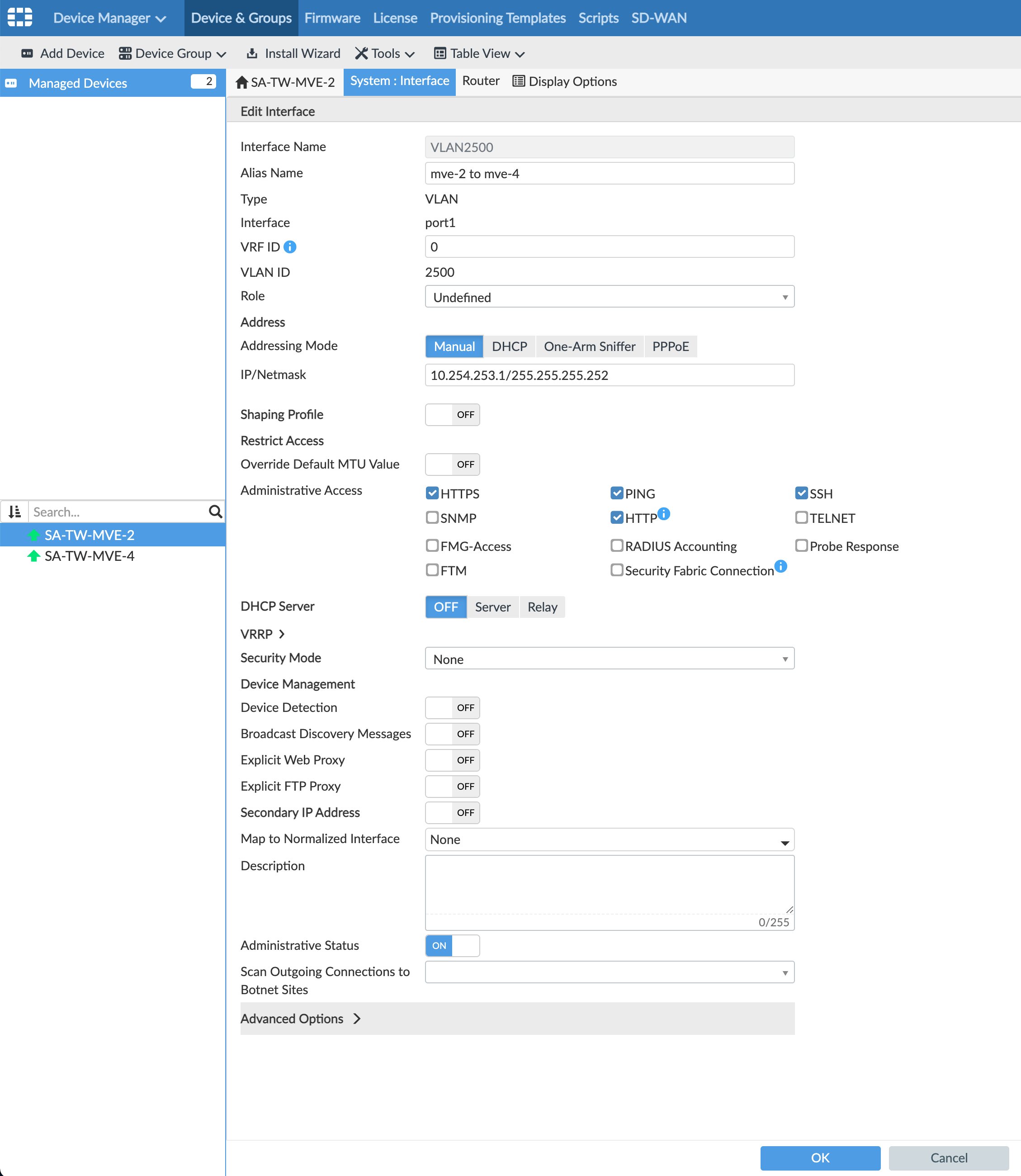 A-End MVE in FortiManager