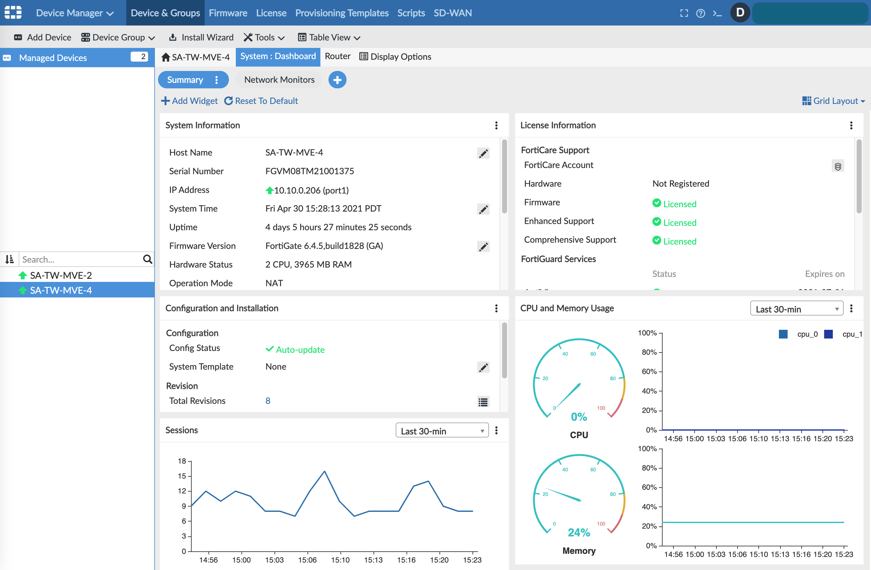 FortiCloud managed through FortiManager