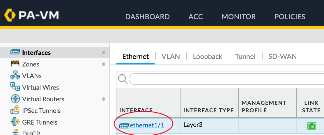 Palo Alto Networks Ethernet interfaces