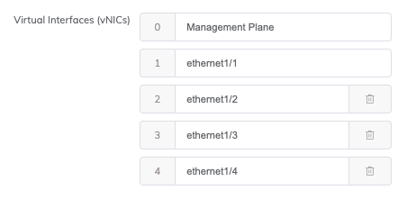 Palo Alto Networks MVE with five vNICs added