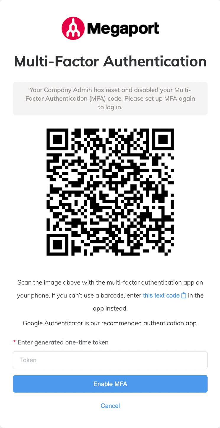 Set up Multi-Factor Authentication after reset