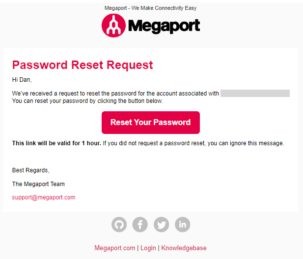 Reset password email