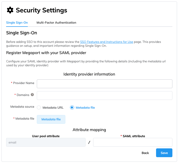 Configure SAML 2.0 Identity Provider (IdP Page)