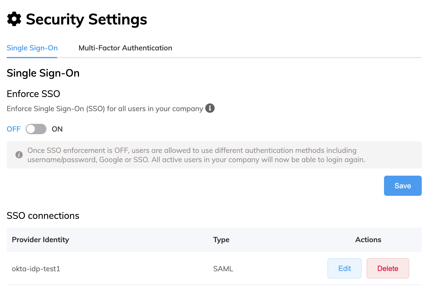 Global SSO Set to OFF
