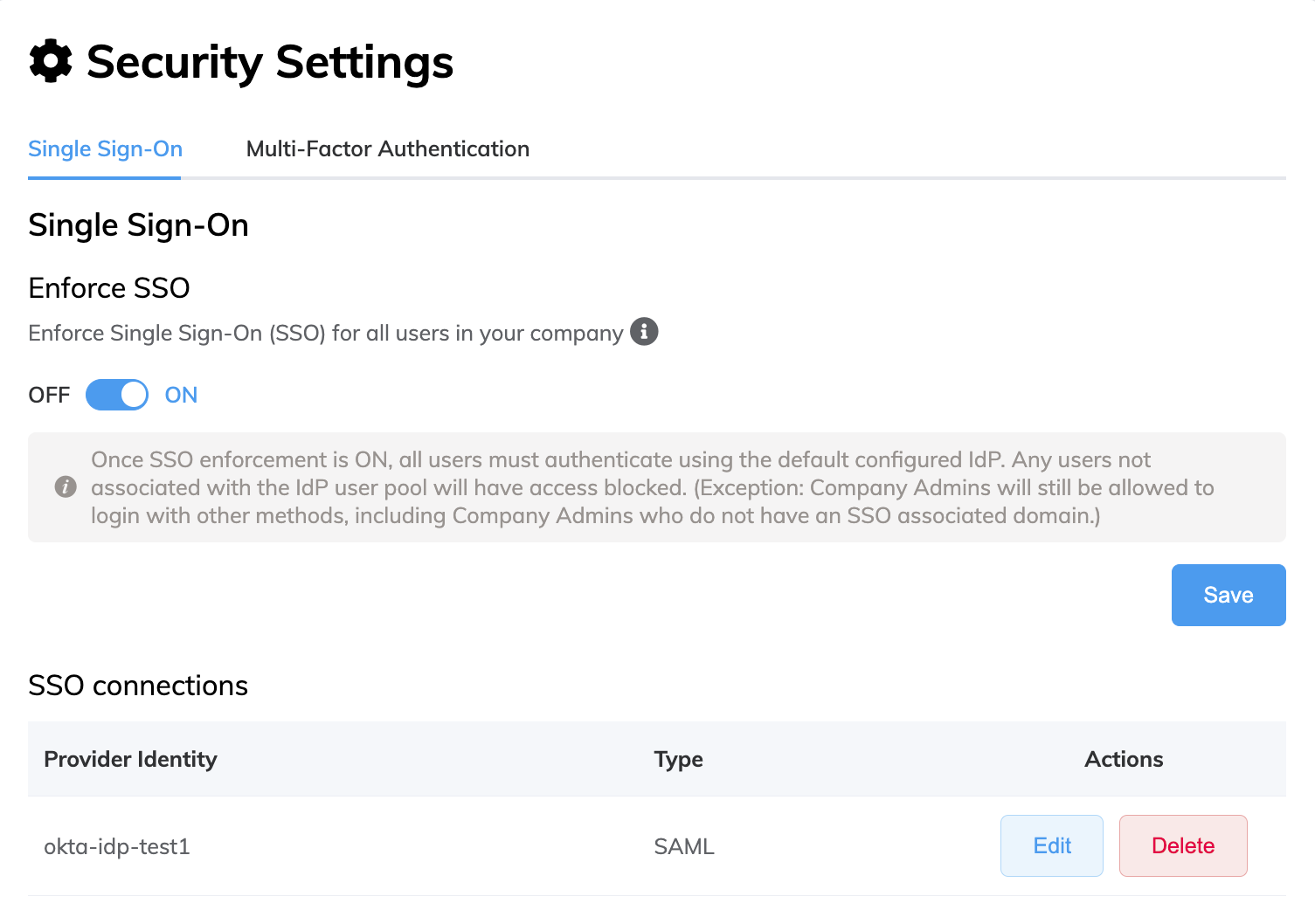 Global SSO Set to ON